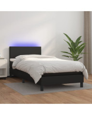Sommier à lattes de lit avec matelas et LED Noir 100x200cm | Mobilier & Déco