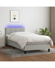 Sommier à lattes de lit matelas LED Gris clair 100x200 cm Tissu | Mobilier & Déco