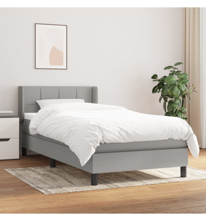 Sommier à lattes de lit avec matelas Gris clair 100x200cm Tissu | Mobilier & Déco