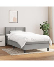 Sommier à lattes de lit avec matelas Gris clair 100x200cm Tissu | Mobilier & Déco