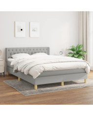 Sommier à lattes de lit avec matelas Gris clair 140x190cm Tissu | Mobilier & Déco