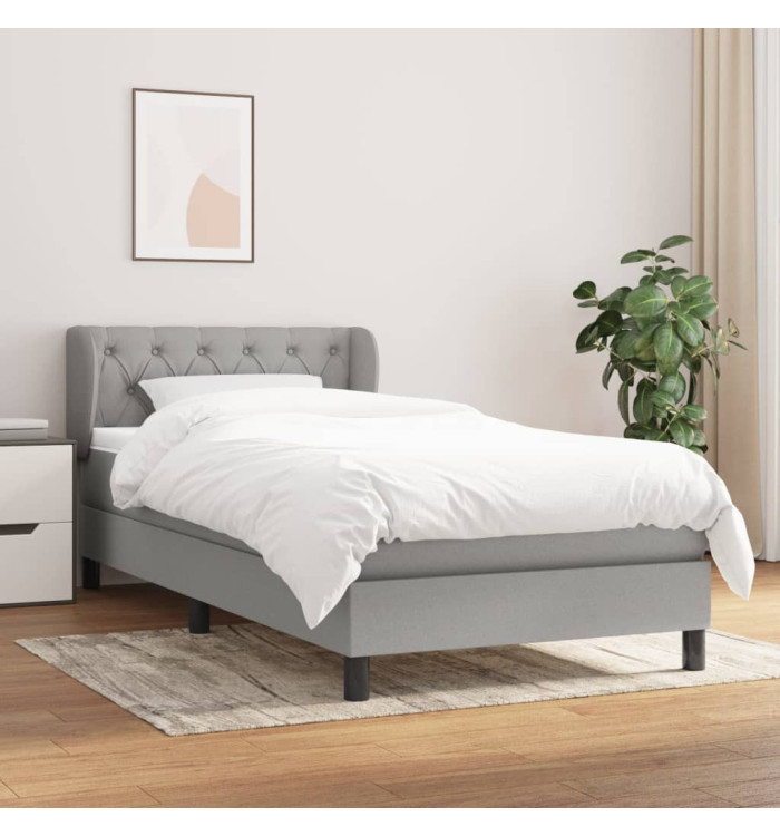 Sommier à lattes de lit avec matelas Gris clair 80x200 cm Tissu | Mobilier & Déco