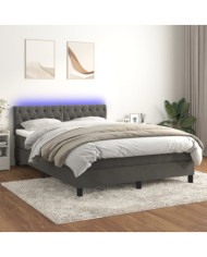 Sommier à lattes de lit avec matelas LED Gris foncé 140x190 cm | Mobilier & Déco