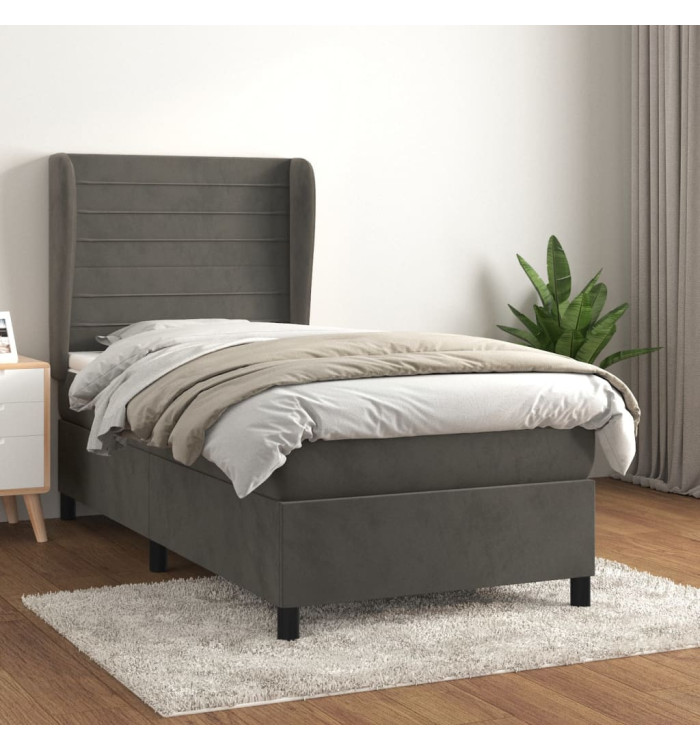 Sommier à lattes de lit avec matelas Gris foncé 100x200 cm | Mobilier & Déco