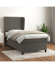 Sommier à lattes de lit avec matelas Gris foncé 100x200 cm | Mobilier & Déco