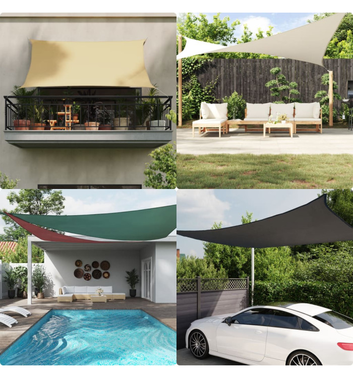 Voile parasol tissu oxford triangulaire 4x4x5,8 m vert foncé | Mobilier & Déco