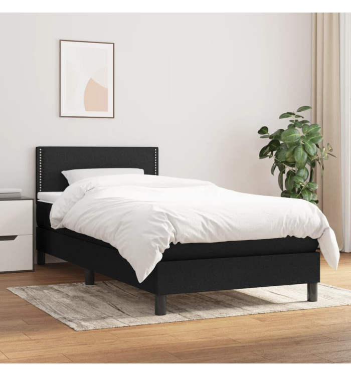 Sommier à lattes de lit et matelas Noir 80x200 cm Tissu | Mobilier & Déco