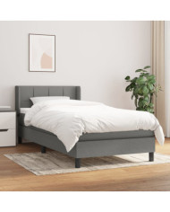Sommier à lattes de lit avec matelas Gris foncé 90x200 cm Tissu | Mobilier & Déco