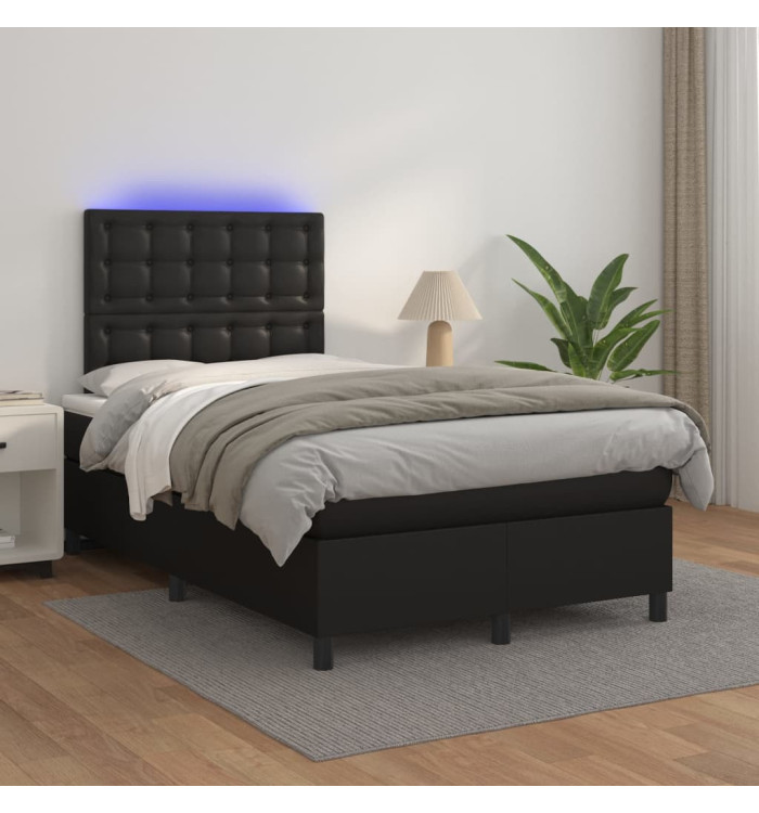 Sommier à lattes de lit avec matelas et LED Noir 120x200 cm | Mobilier & Déco