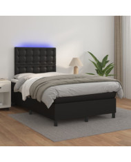 Sommier à lattes de lit avec matelas et LED Noir 120x200 cm | Mobilier & Déco