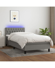 Sommier à lattes de lit avec matelas et LED Gris foncé 90x200cm | Mobilier & Déco