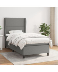 Sommier à lattes de lit et matelas Gris foncé 90x190 cm Tissu | Mobilier & Déco