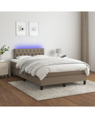 Sommier à lattes de lit avec matelas LED Taupe 120x200 cm Tissu | Mobilier & Déco