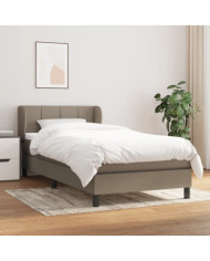 Sommier à lattes de lit avec matelas Taupe 90x200 cm Tissu | Mobilier & Déco