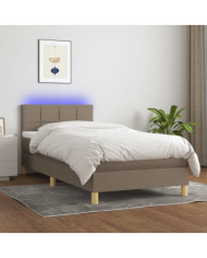 Sommier à lattes de lit avec matelas LED Taupe 90x200 cm Tissu | Mobilier & Déco