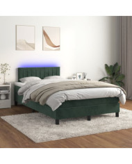 Sommier à lattes de lit avec matelas LED Vert foncé 120x200 cm | Mobilier & Déco