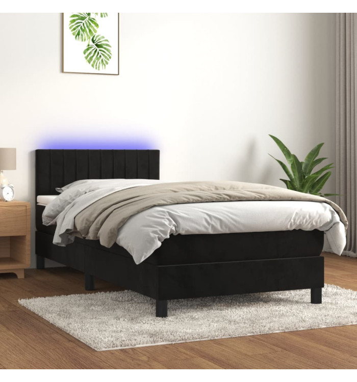 Sommier à lattes de lit avec matelas et LED Noir 100x200 cm | Mobilier & Déco