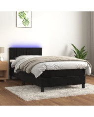 Sommier à lattes de lit avec matelas et LED Noir 100x200 cm | Mobilier & Déco