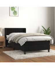 Sommier à lattes de lit avec matelas Noir 100x200 cm Velours | Mobilier & Déco