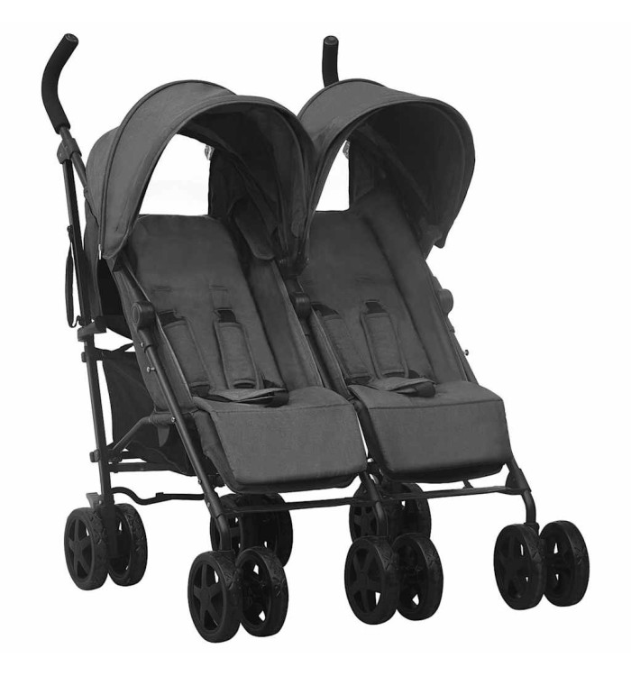 Poussette à deux places Anthracite Acier | Mobilier & Déco