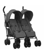 Poussette à deux places Anthracite Acier | Mobilier & Déco