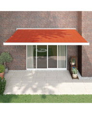 Auvent rétractable orange et marron 4,5x3 m tissu et aluminium | Mobilier & Déco