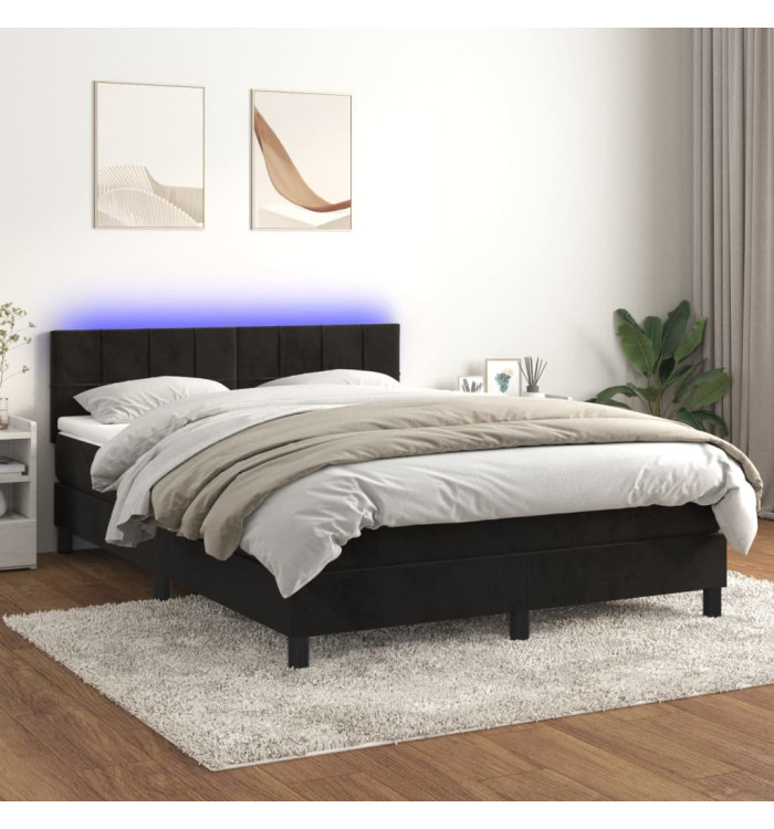 Sommier à lattes de lit avec matelas et LED Noir 140x200 cm | Mobilier & Déco