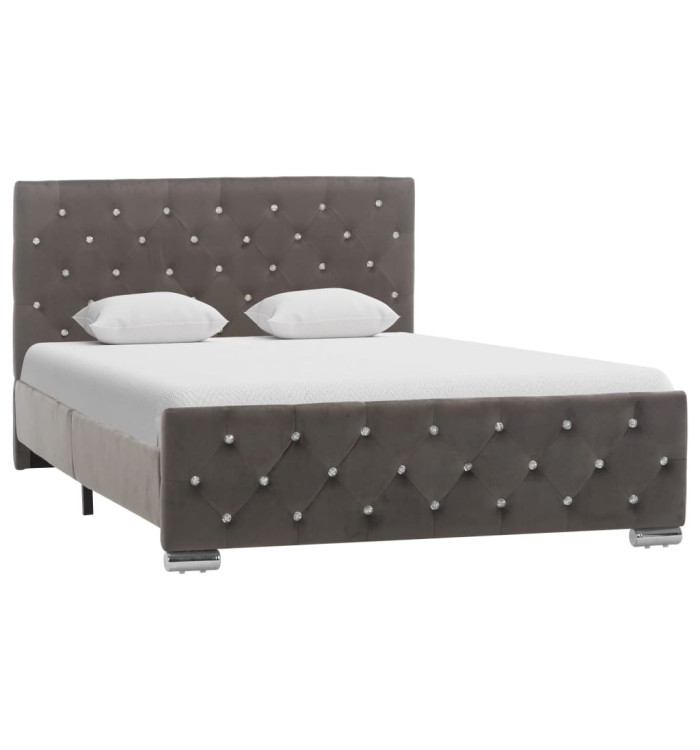 Cadre de lit sans matelas gris tissu 120x200 cm | Mobilier & Déco
