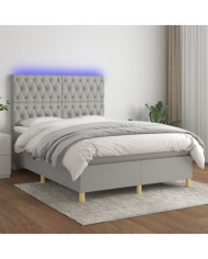 Sommier à lattes de lit et matelas et LED Gris clair 140x200 cm | Mobilier & Déco