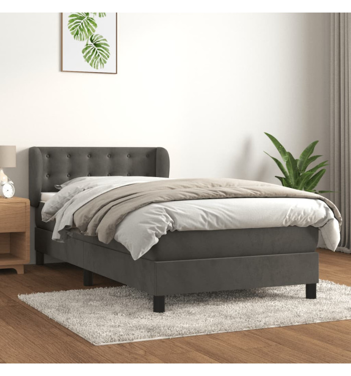 Sommier à lattes de lit avec matelas Gris foncé 100x200 cm | Mobilier & Déco