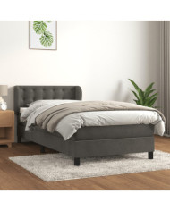 Sommier à lattes de lit avec matelas Gris foncé 100x200 cm | Mobilier & Déco