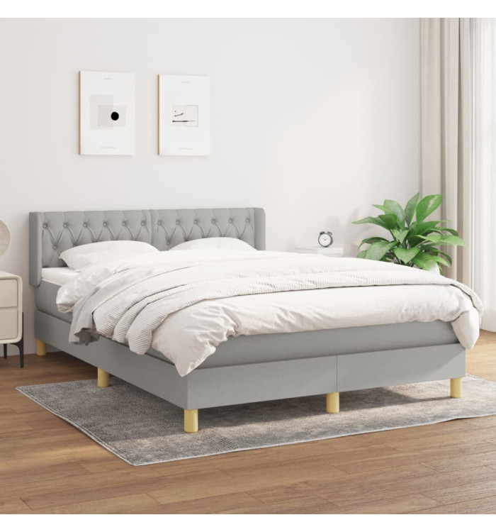 Sommier à lattes de lit avec matelas Gris clair 140x200cm Tissu | Mobilier & Déco