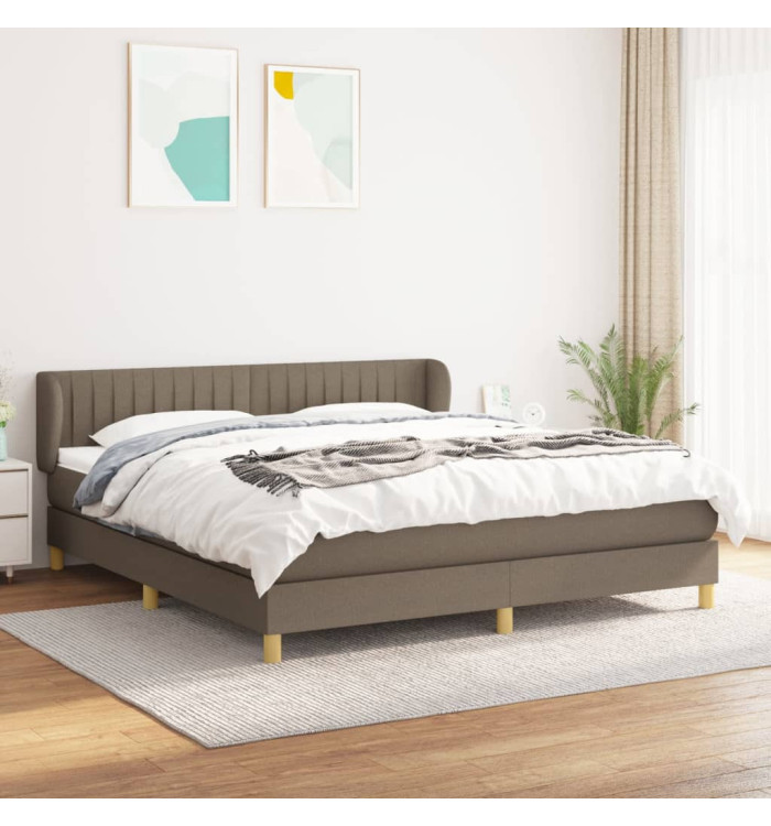 Sommier à lattes de lit avec matelas Taupe 180x200 cm Tissu | Mobilier & Déco