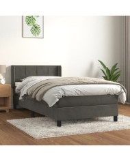 Sommier à lattes de lit et matelas Gris foncé 80x200 cm Velours | Mobilier & Déco