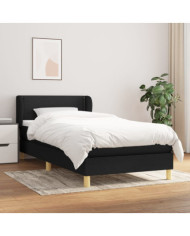Sommier à lattes de lit avec matelas Noir 90x200 cm Tissu | Mobilier & Déco