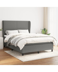 Sommier à lattes de lit avec matelas Gris foncé 140x200cm Tissu | Mobilier & Déco