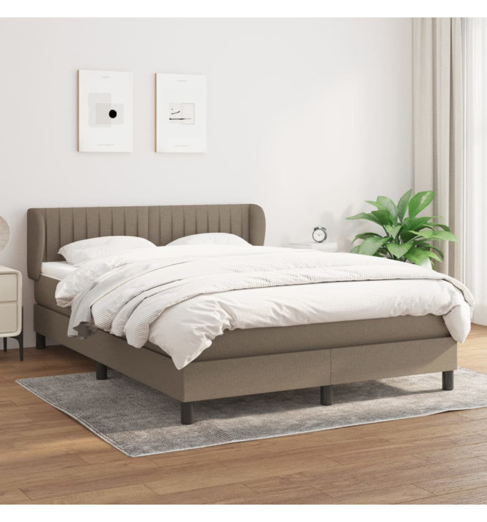 Sommier à lattes de lit avec matelas Taupe 140x200 cm Tissu | Mobilier & Déco
