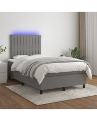 Sommier à lattes de lit et matelas et LED Gris foncé 120x200 cm | Mobilier & Déco