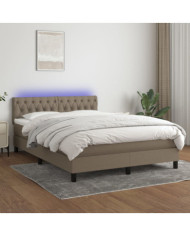 Sommier à lattes de lit avec matelas LED Taupe 140x200 cm Tissu | Mobilier & Déco