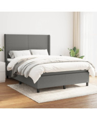 Sommier à lattes de lit avec matelas Gris foncé 140x190cm Tissu | Mobilier & Déco