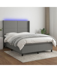 Sommier à lattes de lit matelas LED Gris foncé 140x200 cm Tissu | Mobilier & Déco