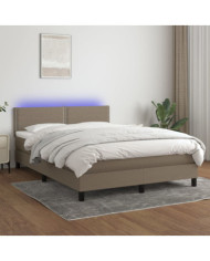 Sommier à lattes de lit avec matelas LED Taupe 140x200 cm Tissu | Mobilier & Déco
