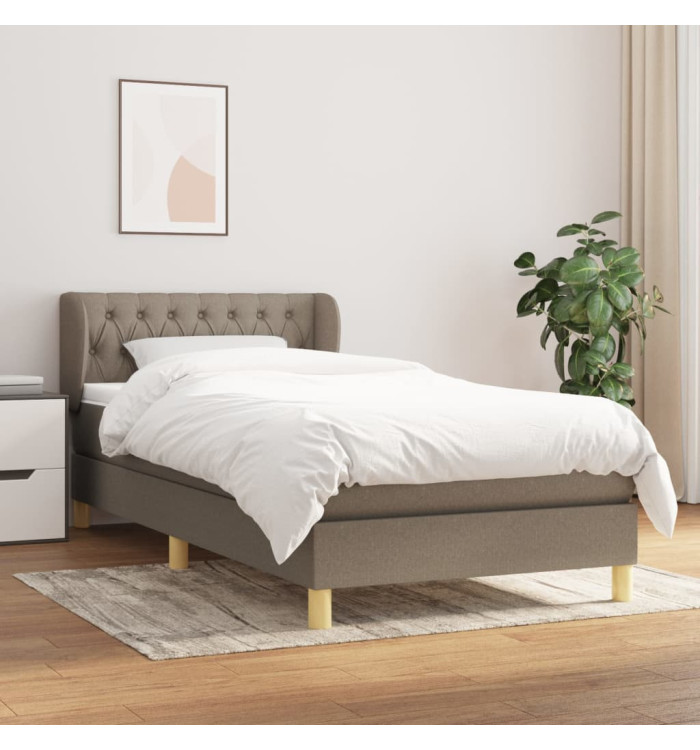 Sommier à lattes de lit avec matelas Taupe 100x200 cm Tissu | Mobilier & Déco