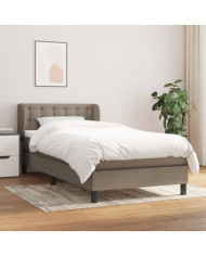 Sommier à lattes de lit avec matelas Taupe 100x200 cm Tissu | Mobilier & Déco