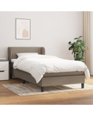 Sommier à lattes de lit avec matelas Taupe 100x200 cm Tissu | Mobilier & Déco