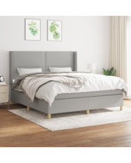 Sommier à lattes de lit avec matelas Gris clair 180x200cm Tissu | Mobilier & Déco