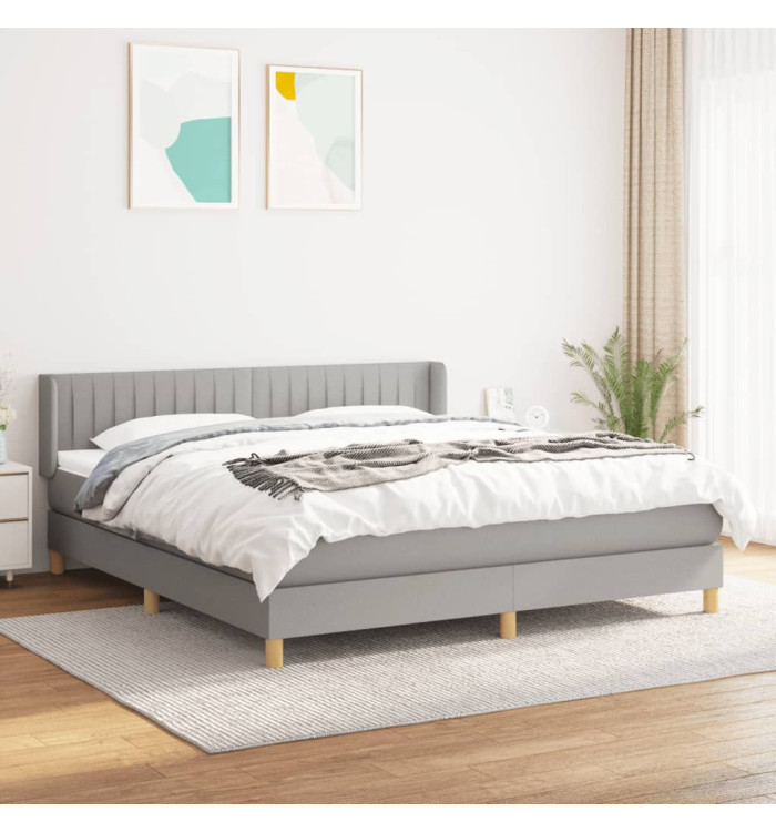 Sommier à lattes de lit avec matelas Gris clair 180x200cm Tissu | Mobilier & Déco