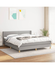 Sommier à lattes de lit avec matelas Gris clair 180x200cm Tissu | Mobilier & Déco
