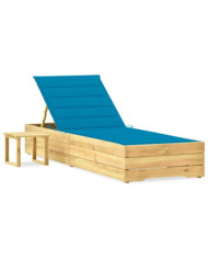 Chaise longue de jardin avec table et coussin Pin imprégné | Mobilier & Déco