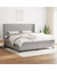 Sommier à lattes de lit avec matelas Gris clair 200x200cm Tissu | Mobilier & Déco